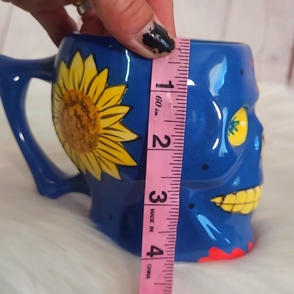 Pacific Giftware Handpainted Sunflower Floral Sugar Skull Coffee Mug Cup - Picture 15 of 16